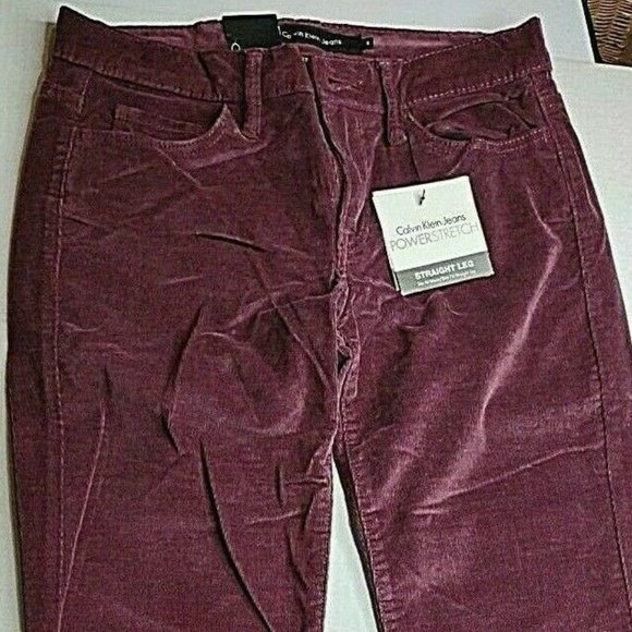NWT Size 2 Juniors Calvin Klein Power Stretch Purple Corduroy Straight Leg Jeans - Picture 1 of 9